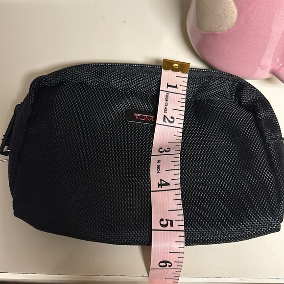 TUMI Black Small Zip Up Travel Toiletry Case Pouch Bag - Picture 8 of 9